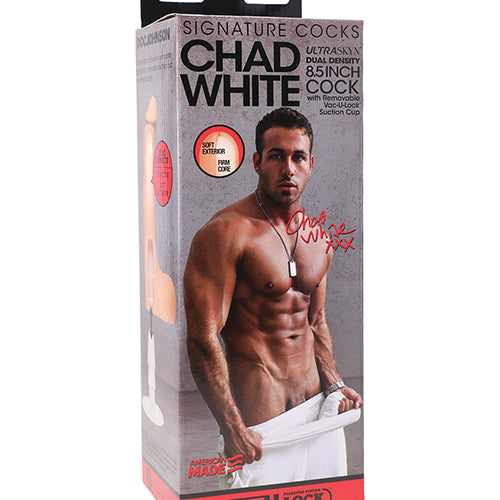 SIGNATURE COCKS CHAD WHITE 8.5 IN ULTRASKYN COCK W/ SUCTION CUP