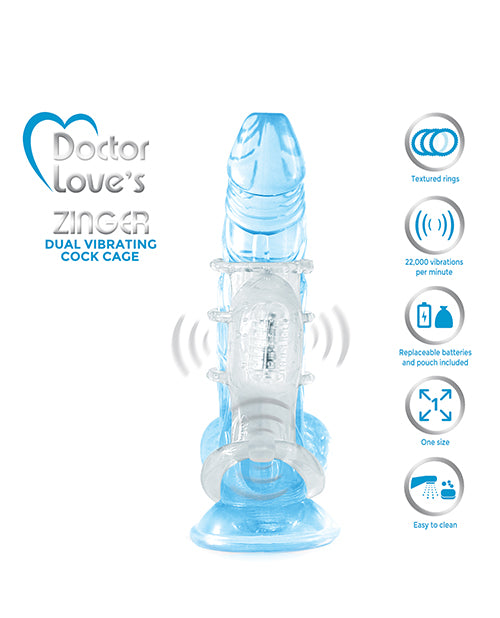 DOCTOR LOVE ZINGER DUAL VIBRATING SLEEVE CLEAR
