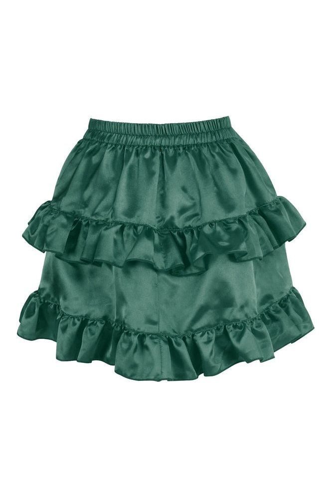 Dark Green Satin Ruched Bustle Skirt