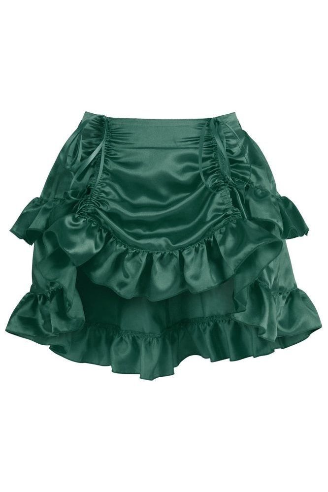 Dark Green Satin Ruched Bustle Skirt