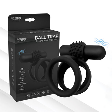 Decadence Ball Trap Dual Strap Cock&Ball Ring With Power Bullet-Pinkfoxxx