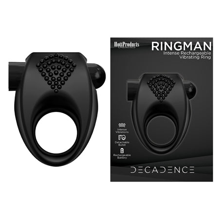 Decadence Ring Man Vibrating Rechargeable Cock Ring Black-Pinkfoxxx