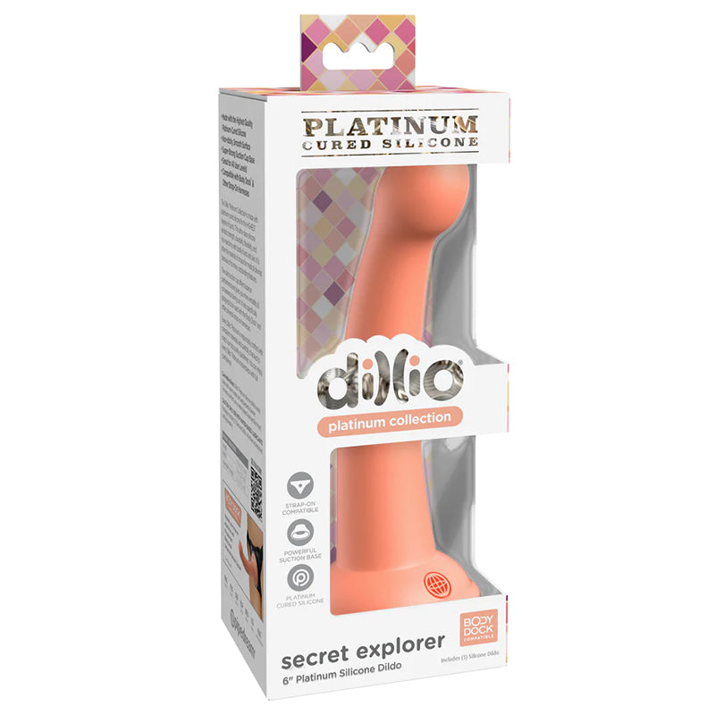 Dillio Platinum Collection Secret Explorer 6 in. Silicone Dildo Peach-Pinkfoxxx