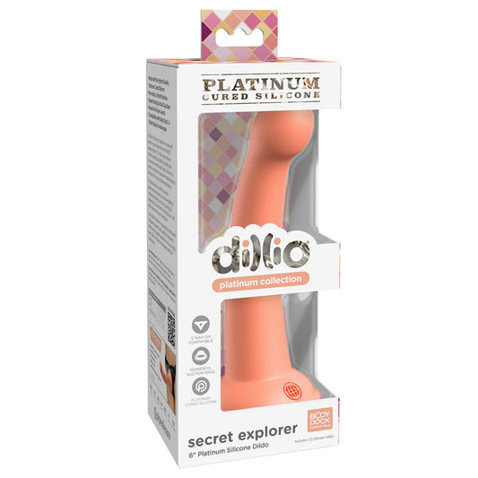 Dillio Platinum Collection Secret Explorer 6 in. Silicone Dildo Peach-Pinkfoxxx