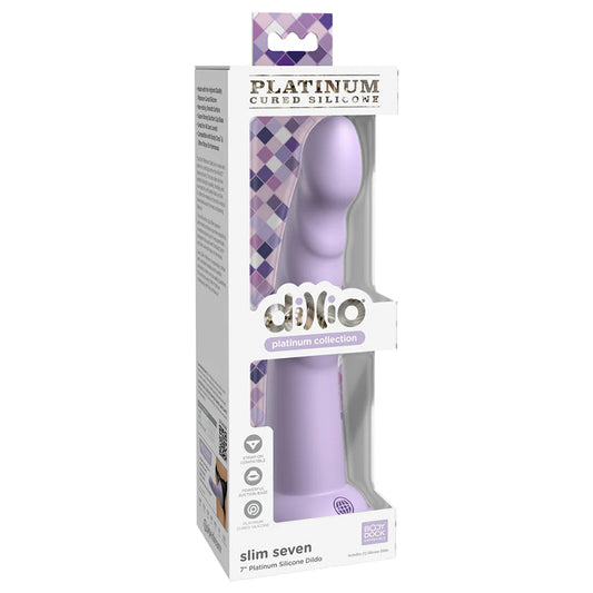 Dillio Platinum Collection Slim Seven 7 in. Silicone Dildo Purple-Pinkfoxxx