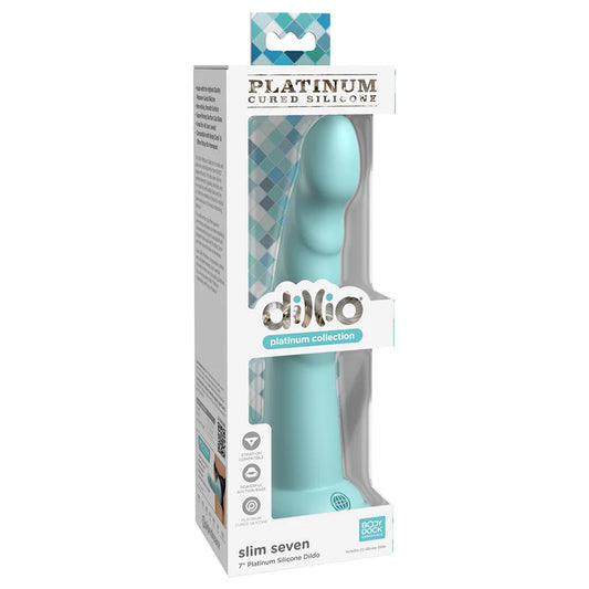 Dillio Platinum Collection Slim Seven 7 in. Silicone Dildo Teal-Pinkfoxxx