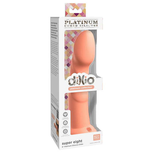 Dillio Platinum Collection Super Eight 8 in. Silicone Dildo Peach-Pinkfoxxx