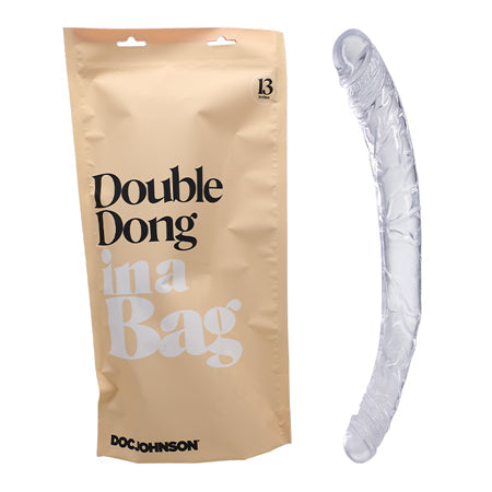 Doc Johnson Double Dong In A Bag 13 in. Dual Ended Dildo Clear-Pinkfoxxx
