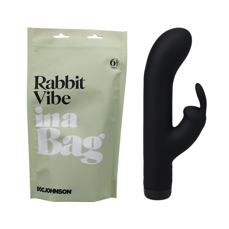 Doc Johnson Rabbit Vibe In A Bag Rechargeable Silicone Dual Stimulation Vibrator Black-Pinkfoxxx