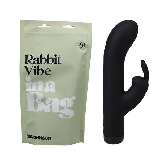 Doc Johnson Rabbit Vibe In A Bag Rechargeable Silicone Dual Stimulation Vibrator Black-Pinkfoxxx
