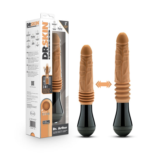 Dr. Skin Silicone Dr. Arthur Thrusting Gyrating Vibrating Dildo Tan-Pinkfoxxx