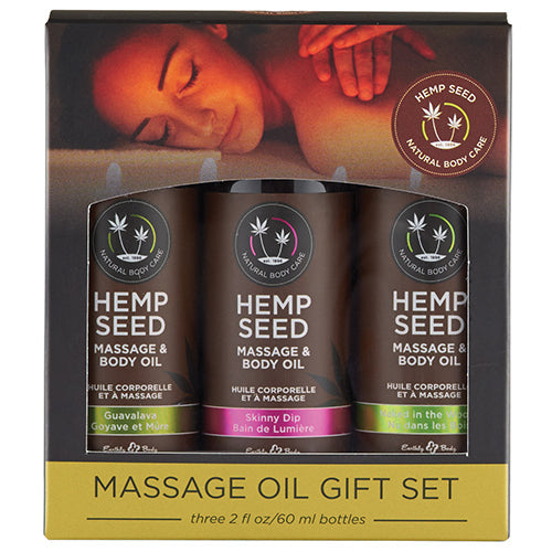 MASSAGE OIL GIFT SET BOX 3 2OZ BOTTLES SKINNY DIP NAKED IN THE WOODS GUAVALAVA - EBMASG003