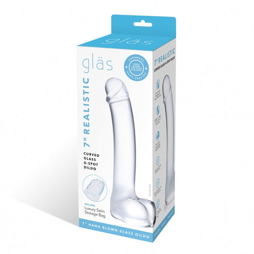 GLAS 7 REALISTIC CURVED GLASS G SPOT DILDO " - ELGLAS153