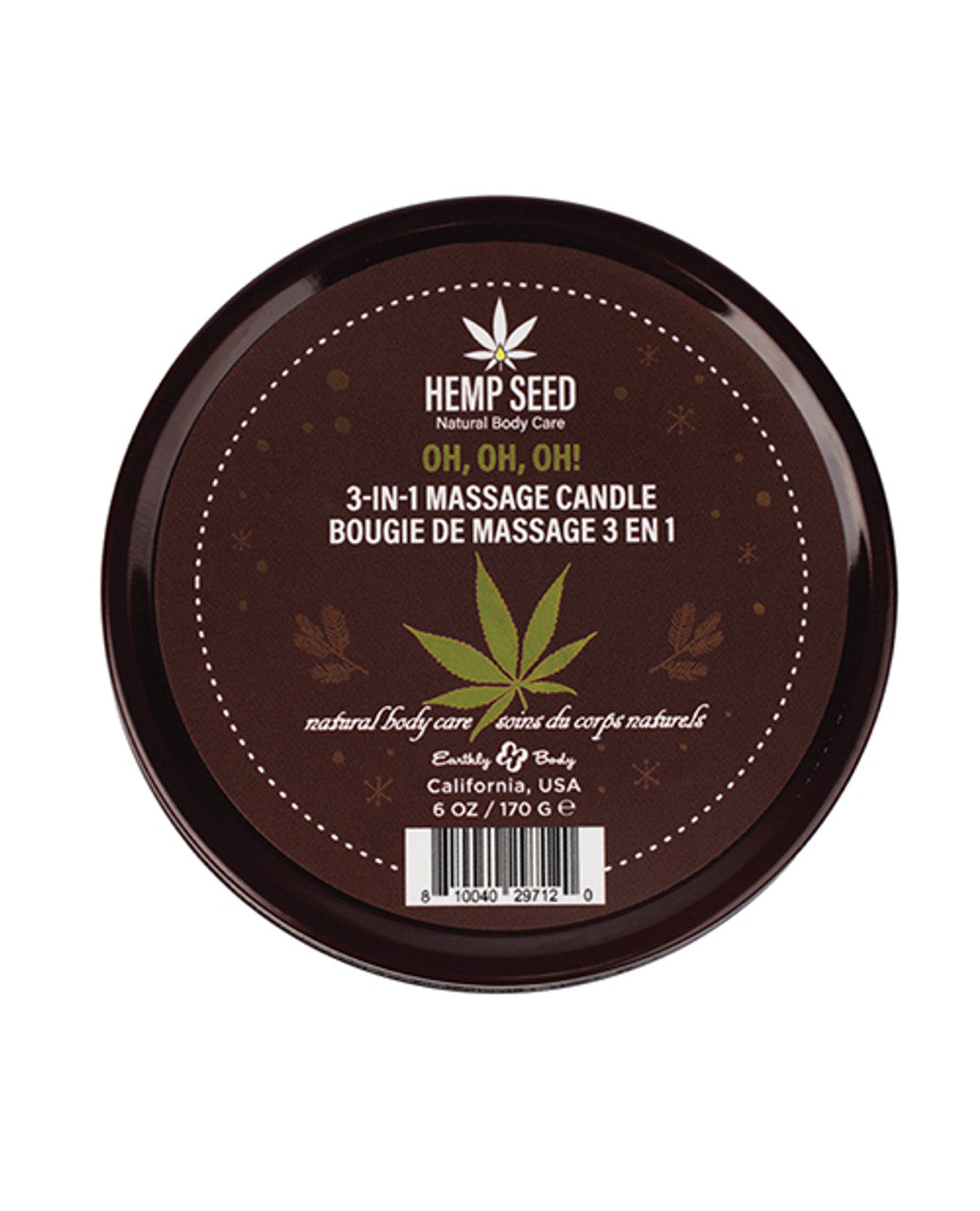 HEMP SEED 3-IN-1 MASSAGE CANDLE OH OH OH 6OZ - EBHSCH024B