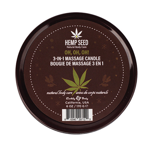 HEMP SEED 3-IN-1 MASSAGE CANDLE OH OH OH 6OZ - EBHSCH024B