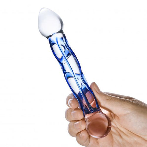GLAS 6.5 FULL TIP TEXTURED GLASS DILDO " - ELGLAS145