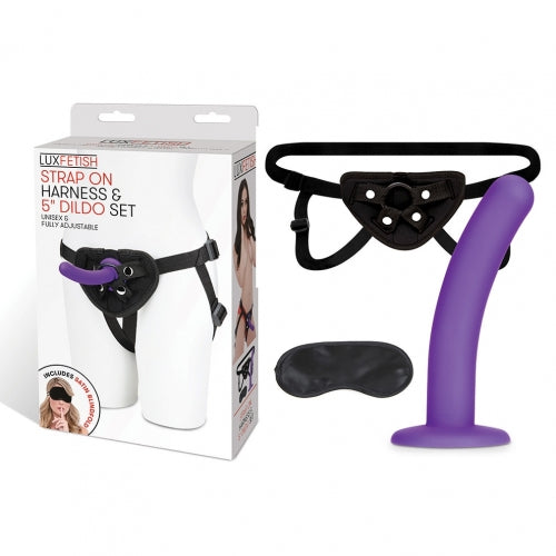 LUX FETISH STRAP ON HARNESS & 5IN DILDO SET - ELLF1378