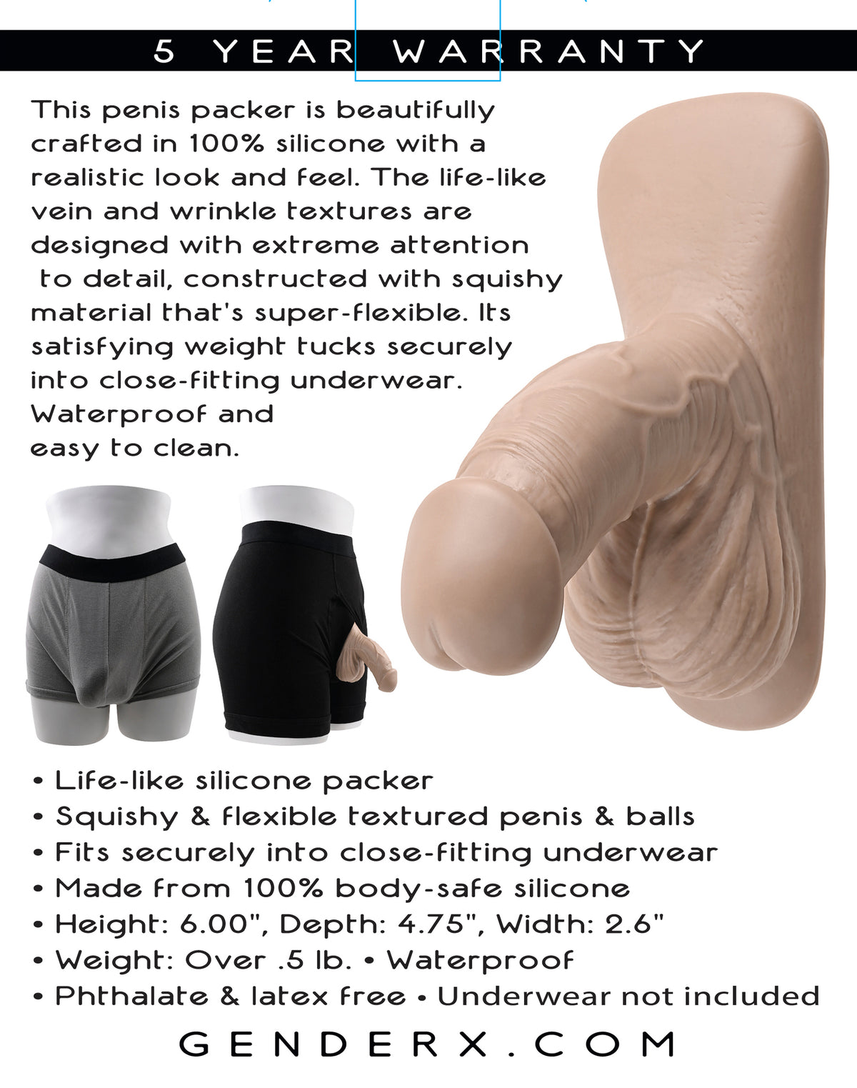 GENDER X 4IN SILICONE PACKER LIGHT - ENGXPK09692