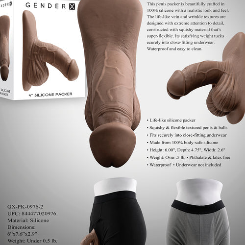 GENDER X 4IN SILICONE PACKER DARK - ENGXPK09762