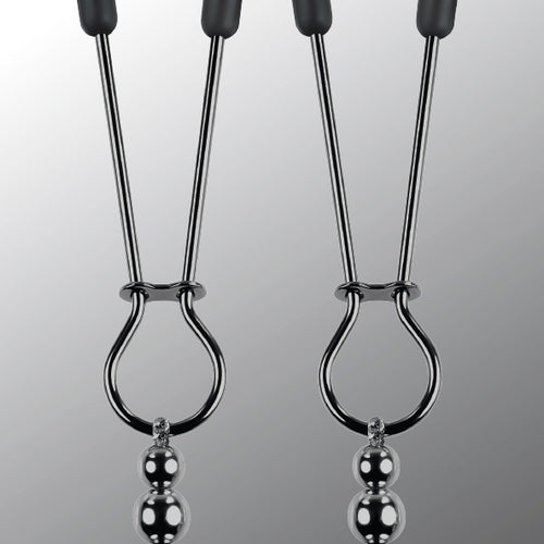 SELOPA BEADED NIPPLE CLAMPS BLACK CHROME - ENSLNC39152