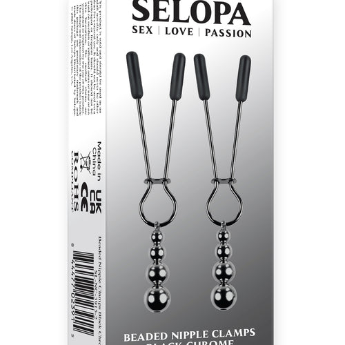 SELOPA BEADED NIPPLE CLAMPS BLACK CHROME - ENSLNC39152