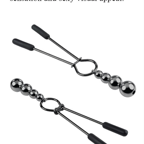 SELOPA BEADED NIPPLE CLAMPS BLACK CHROME - ENSLNC39152