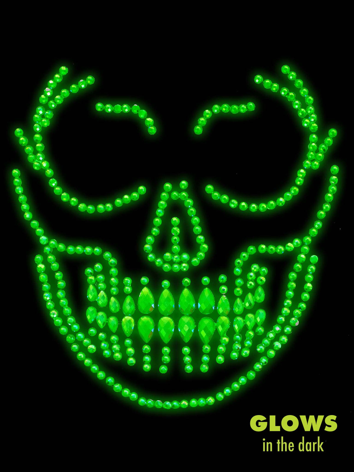 Glow in the Dark Skull Face Jewels Sticker - EYE048    18322