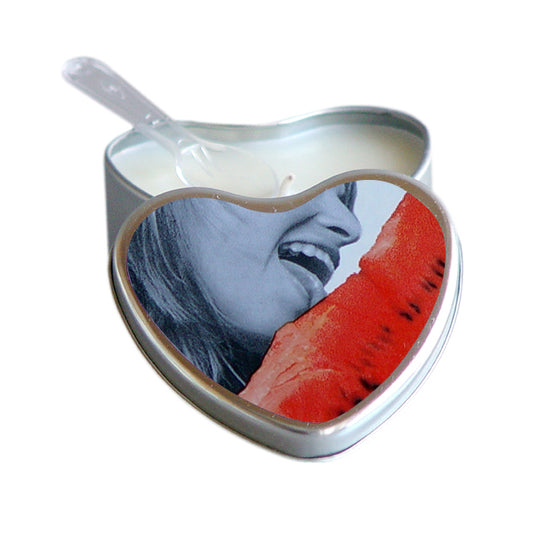Earthly Body Flavored Edible Massage Candle in 4oz Heart Shaped Tin-Pinkfoxxx