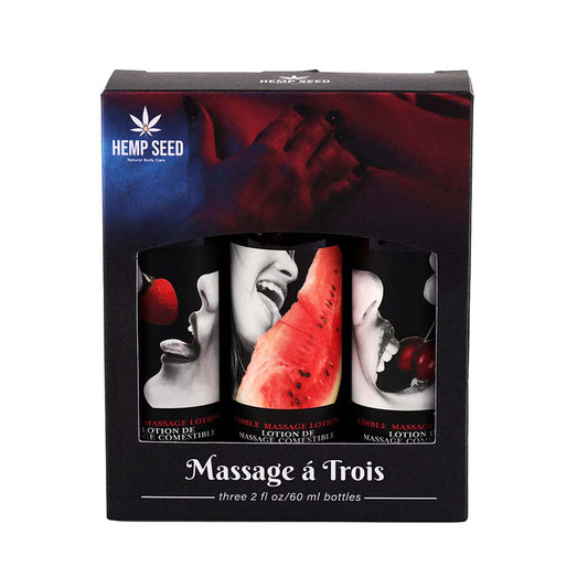 Earthly Body Massage-a-trois Edible Massage Lotion 3-Piece Gift Set Box 2 oz.-Pinkfoxxx