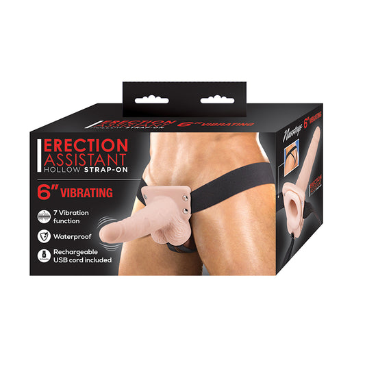 Erection Assistant Hollow Strap-On Vibrating 6 in.-Pinkfoxxx