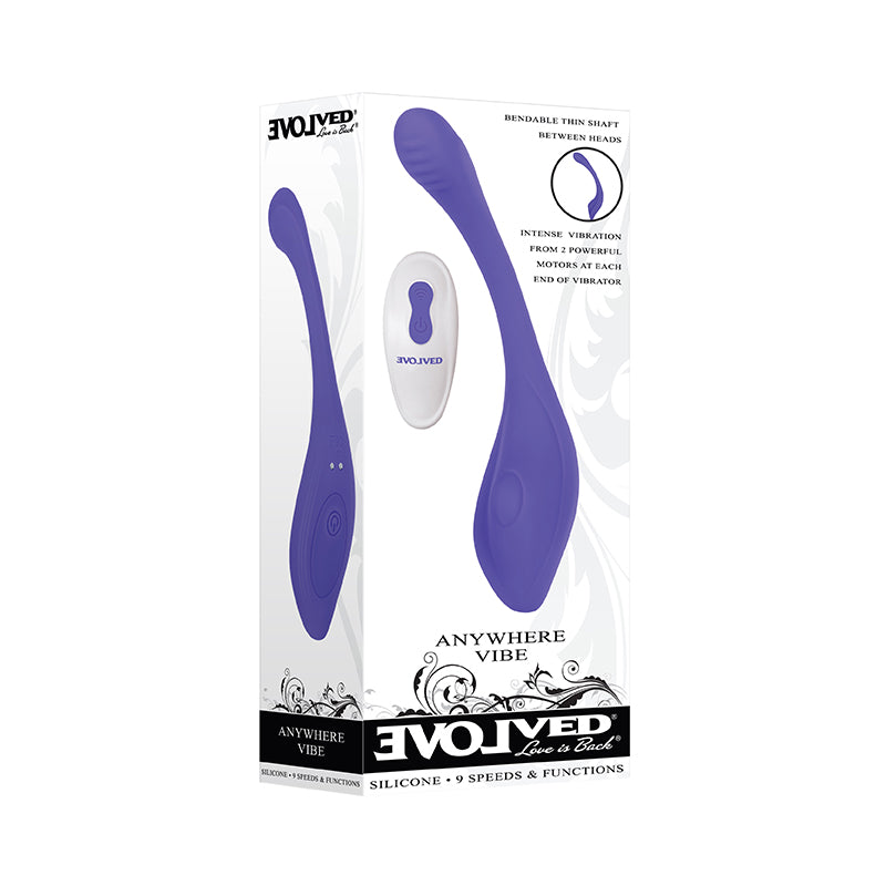 Evolved Anywhere Vibe Rechargeable Remote-Controlled Poseable Silicone Vibrator Blue-Pinkfoxxx