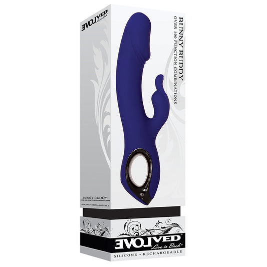 Evolved Bunny Buddy Rechargeable Silicone Rabbit Vibrator Blue-Pinkfoxxx