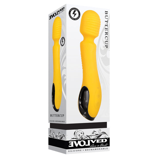 Evolved Buttercup Rechargeable Silicone Wand Vibrator Yellow-Pinkfoxxx
