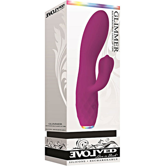 Evolved Glimmer Light-Up Rechargeable Silicone Dual Stimulator Purple-Pinkfoxxx