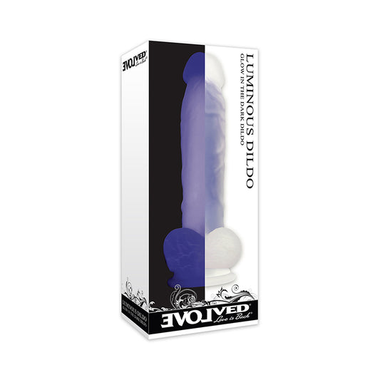 Evolved Luminous Poseable Glow in the Dark 8 in. Dual Density Silicone Dildo With Balls Clear/Purple-Pinkfoxxx