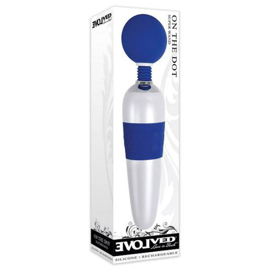 Evolved On The Dot Rechargeable Silicone Flexible Head Wand Vibrator Blue/White-Pinkfoxxx