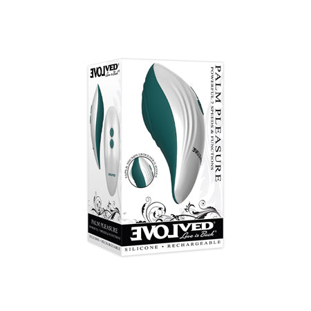 Evolved Palm Pleasure Rechargeable Silicone Multifunction Vibrator Teal/White-Pinkfoxxx