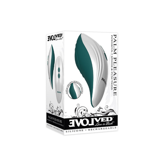 Evolved Palm Pleasure Rechargeable Silicone Multifunction Vibrator Teal/White-Pinkfoxxx