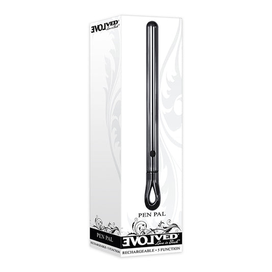 Evolved Pen Pal Rechargeable Metal Pen Vibrator Chrome-Pinkfoxxx