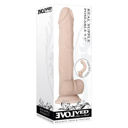 Evolved Real Supple Poseable 9.5 in. Realistic Dildo With Balls Beige-Pinkfoxxx