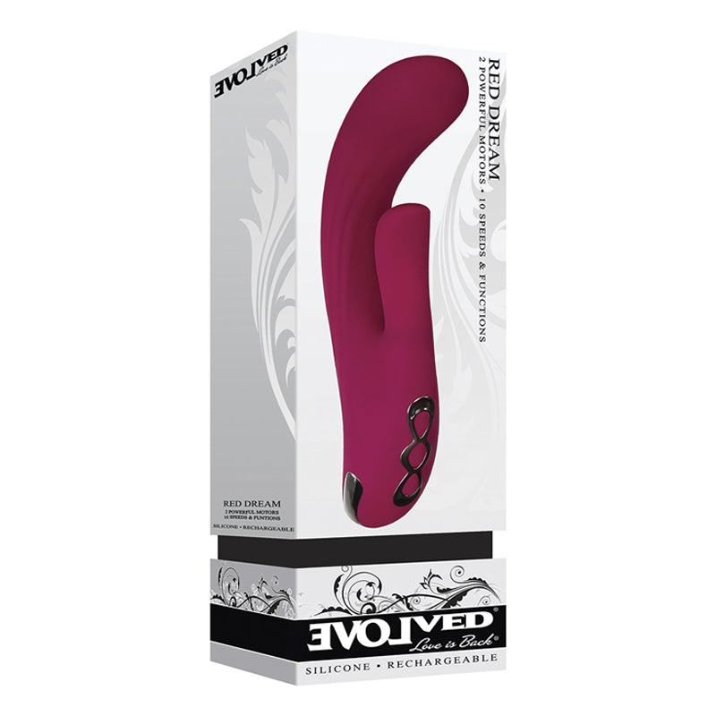 Evolved Red Dream Rechargeable Silicone Dual Stimulator-Pinkfoxxx
