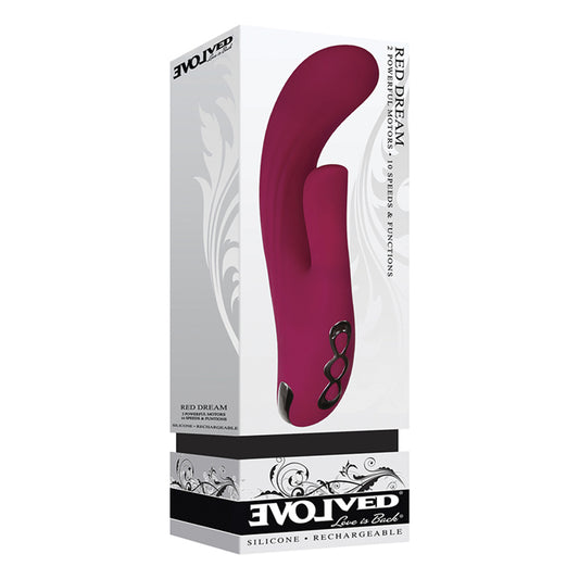 Evolved Red Dream Rechargeable Silicone Dual Stimulator-Pinkfoxxx