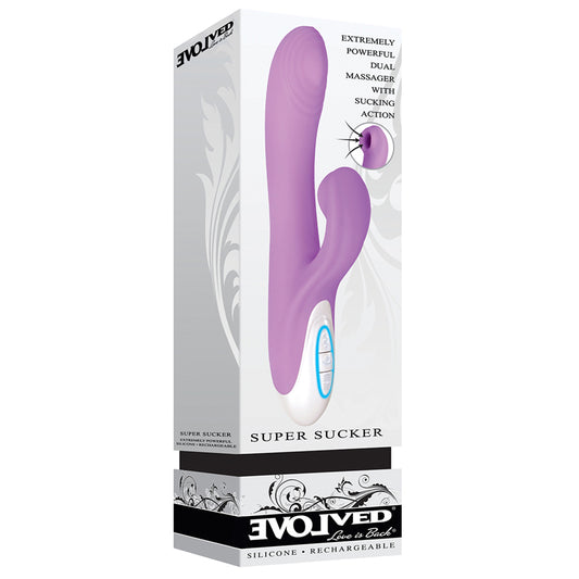 Evolved Super Sucker Rechargeable Thumping Suction Silicone Dual Stimulator Purple-Pinkfoxxx