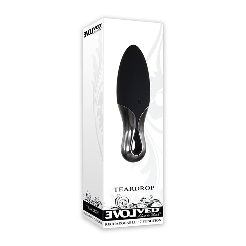 Evolved Teardrop Rechargeable Silicone Mini Vibrator Black-Pinkfoxxx