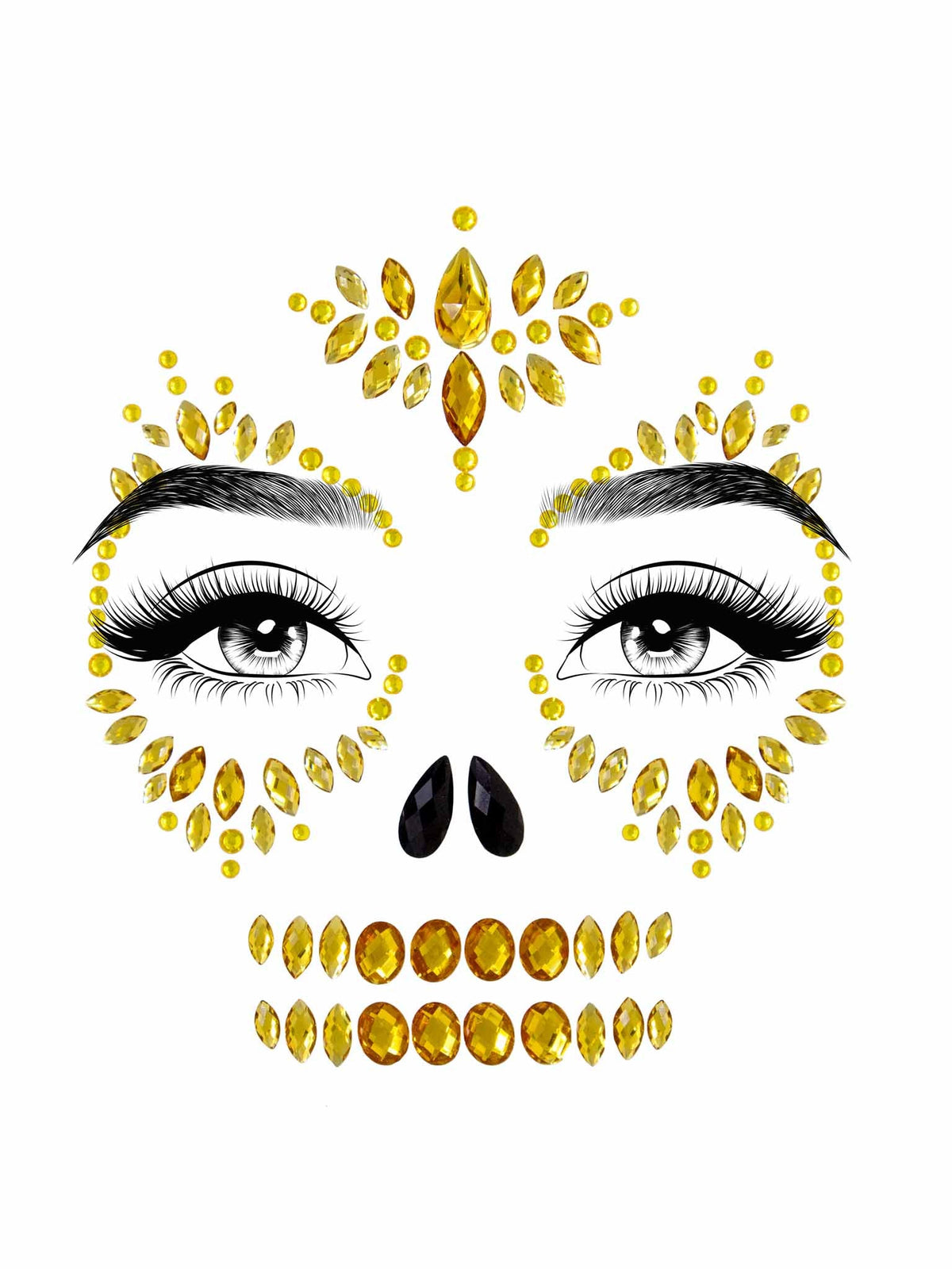 Sugar Skull Adhesive Face Jewels Sticker - EYE039    02622