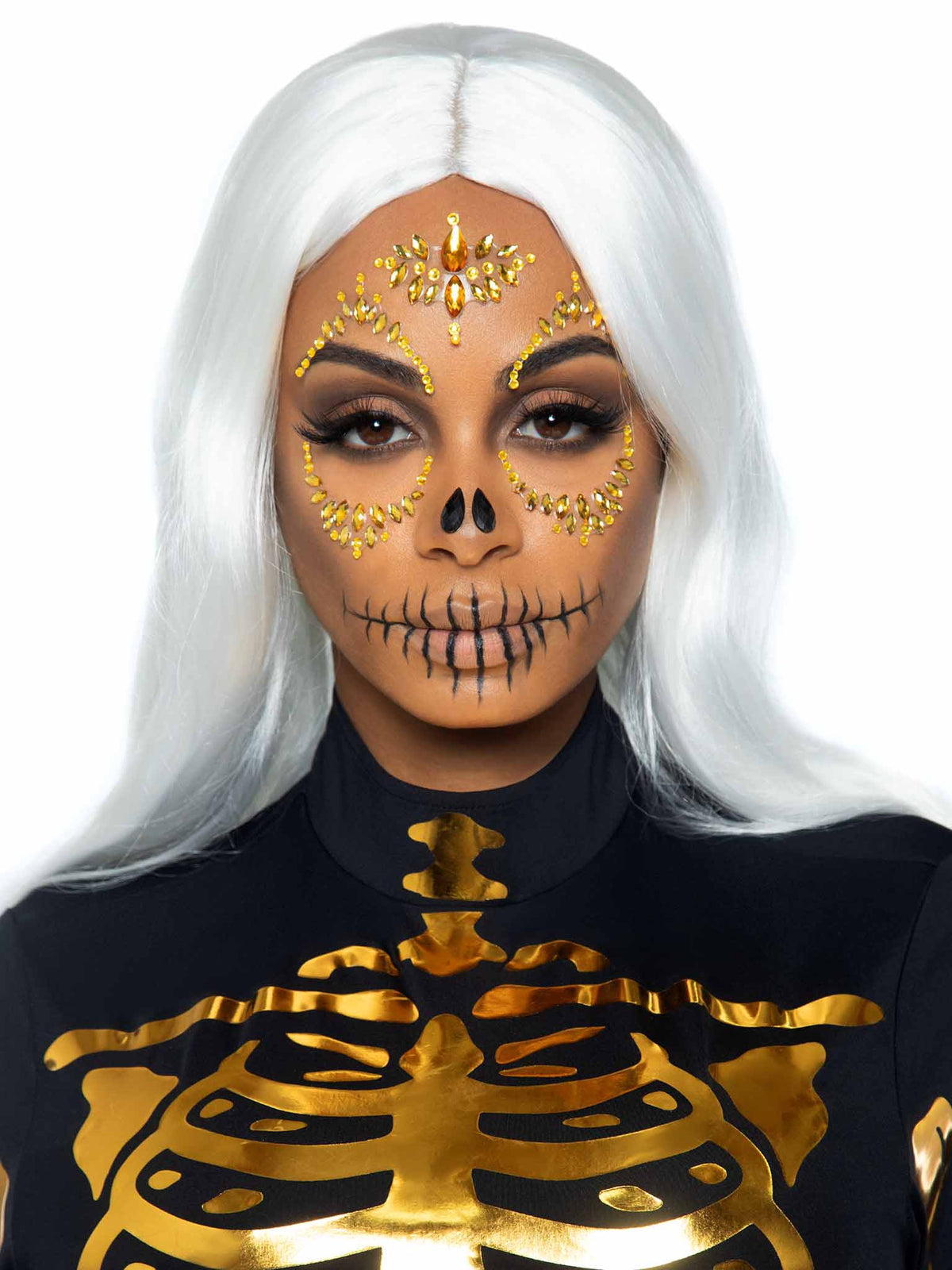 Sugar Skull Adhesive Face Jewels Sticker - EYE039    02622