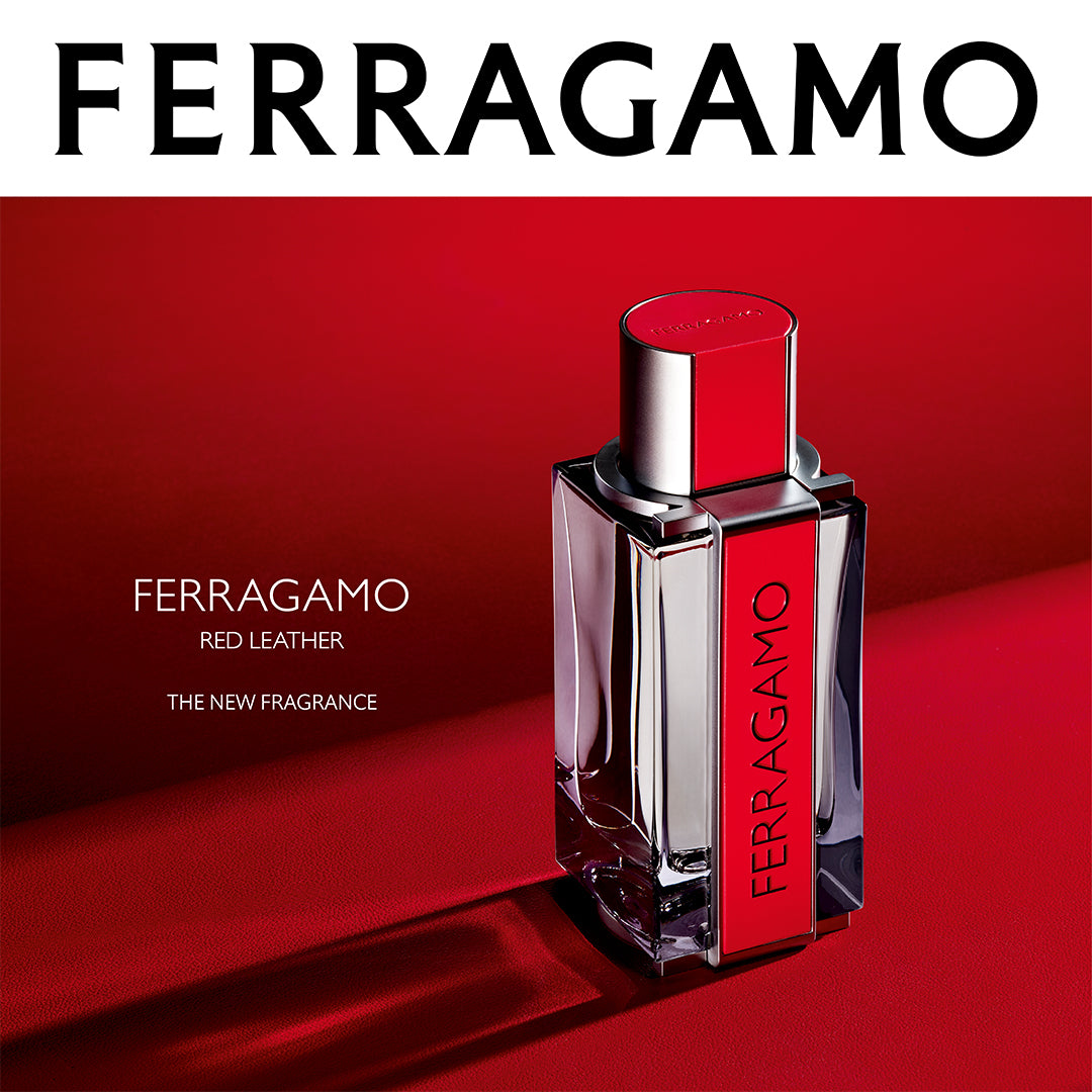 FERRAGAMO RED LEATHER 3PC SET, MEN'S GIFT SET, EDP