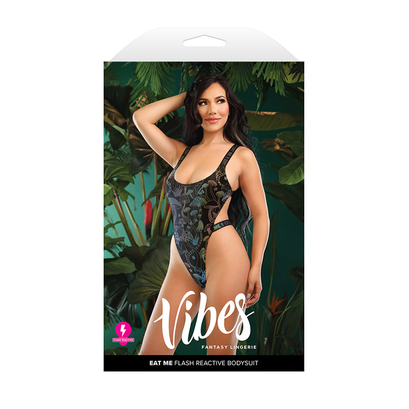 Fantasy Lingerie Vibes Eat Me Flash Reactive Mushroom-Print Bodysuit-Pinkfoxxx