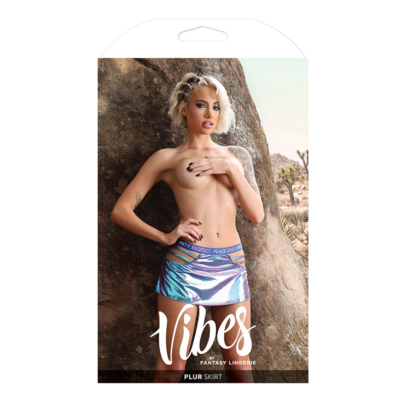 Fantasy Lingerie Vibes Plur Holographic Cut Out Skirt Separate Aqua Holo-Pinkfoxxx