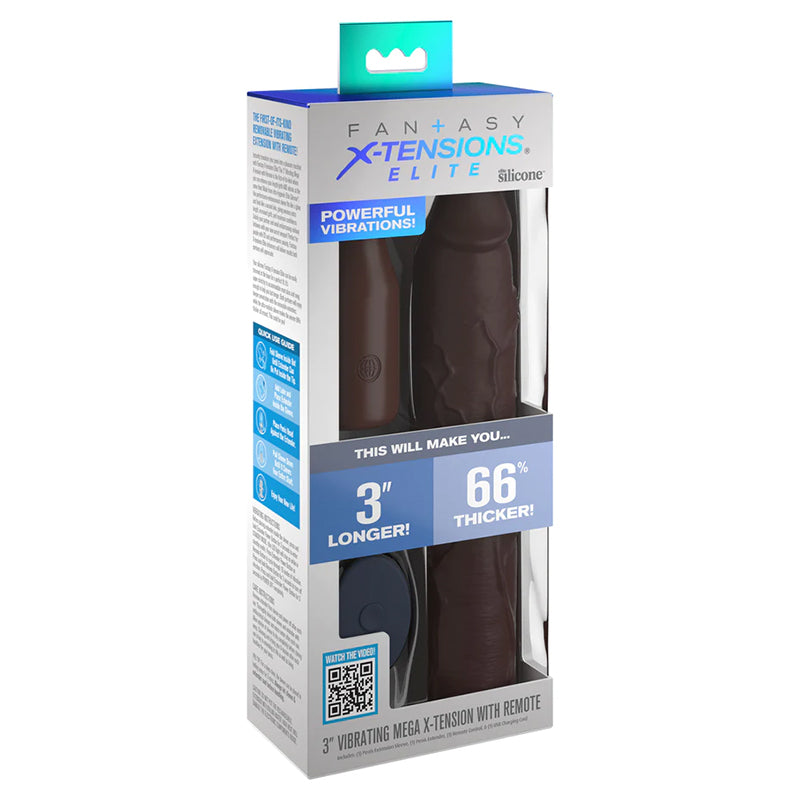 Fantasy X-tensions Elite 9 in. Silicone Mega Extension Sleeve with Rechargeable Remote-Controlled 3 in. Vibrating Extender-Pinkfoxxx